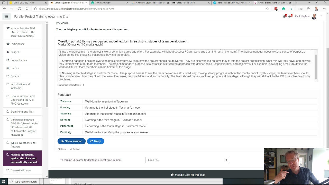 Automatically assessed APM PMQ answers
