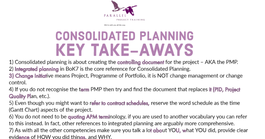 Consolidated Planning Key Take Away