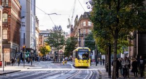 tram in Princess Street in Manchester
