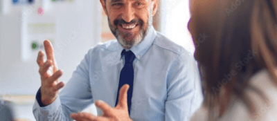 Project manager communicating project budget information